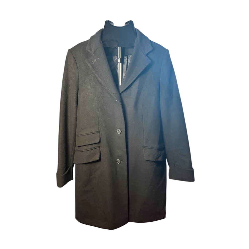 Lauren Ralph Lauren Women's Wool Blend Long Sleeve Mid Length Black Coat Size 16 - Picture 2 of 15